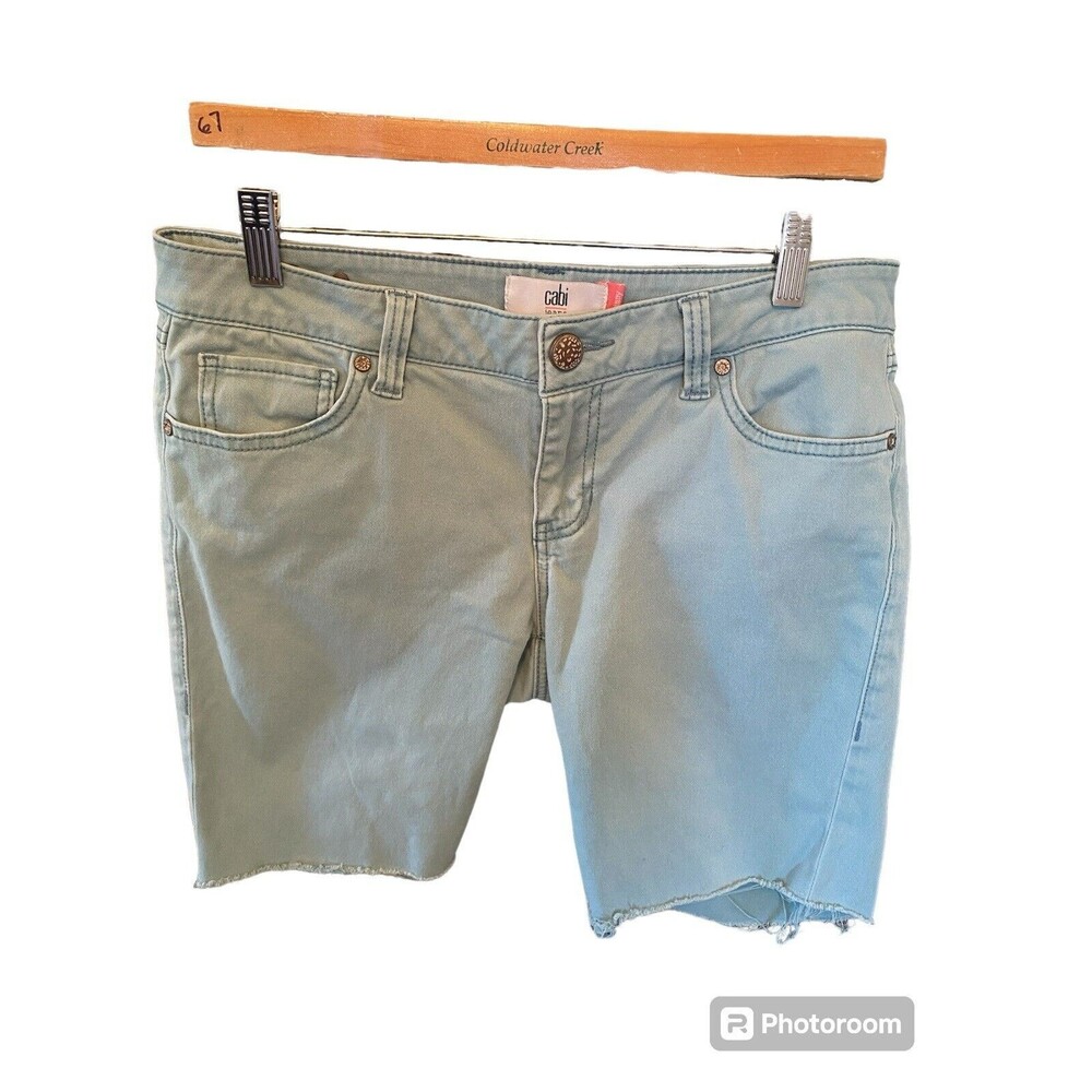 CAbi Light Sage Green Denim Shorts